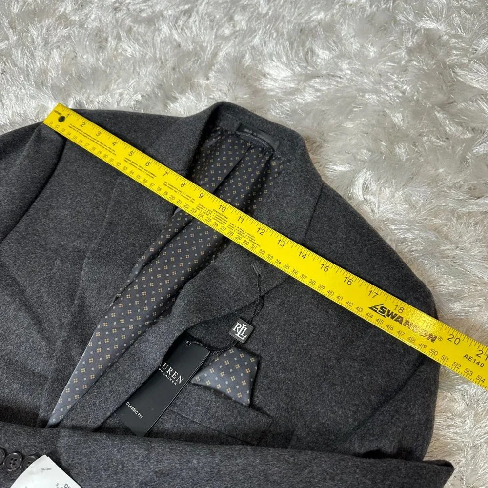 Lauren Ralph Lauren Men's‎ Blazer Lacrosse Grey 42Long Wool, Silk, Cashmere $450
